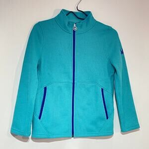 Spyder Knit Jacket Girls Size Large 14-16 Teal Full-Zip Activewear Endure Stryke